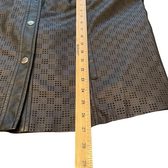 Plus Size TanJay Faux Leather Black Jacket-Domed Front-Perforated Design-Size 18 - Picture 4 of 8